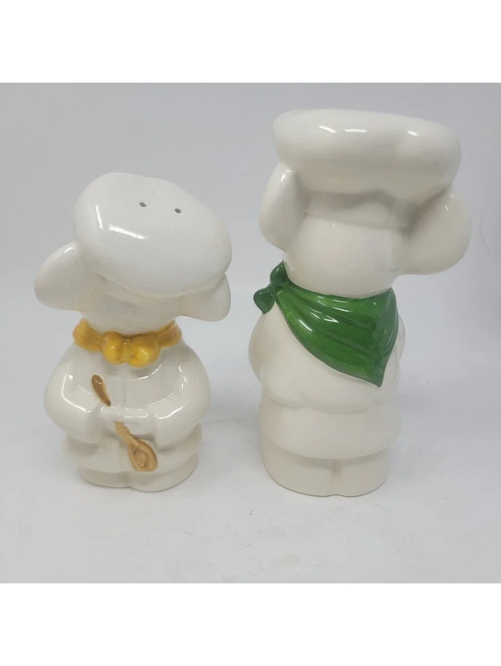 Vintage Ceramic Chef Mice Salt and Pepper Shakers Spoon and Cheese Figures
